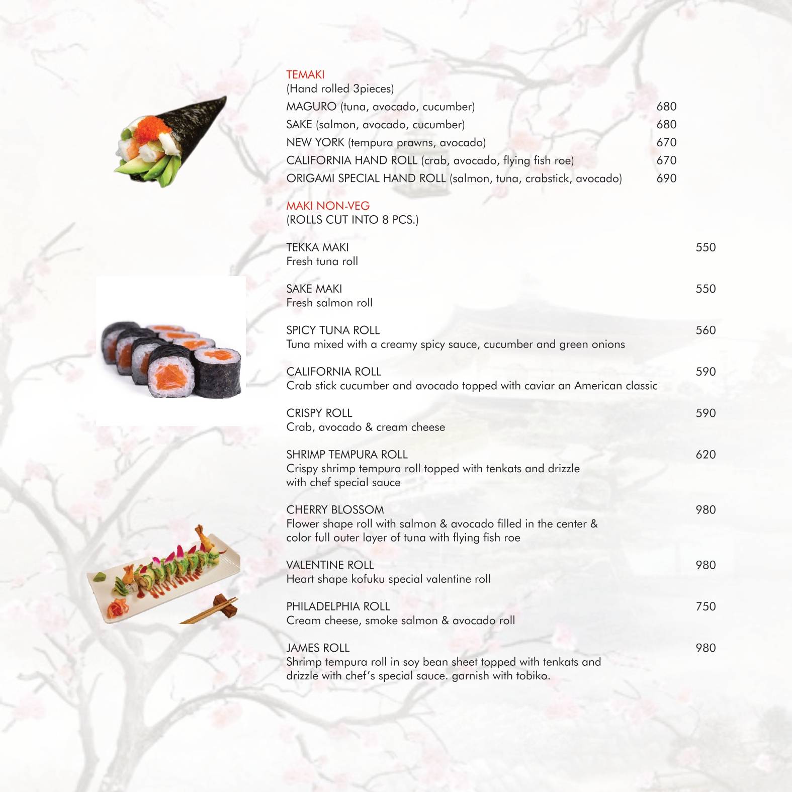 Origami Japanese & Korean Restaurant menu