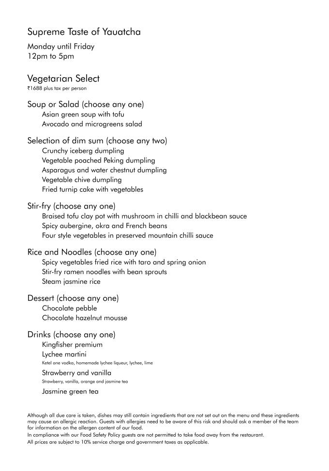 Yauatcha Mumbai menu