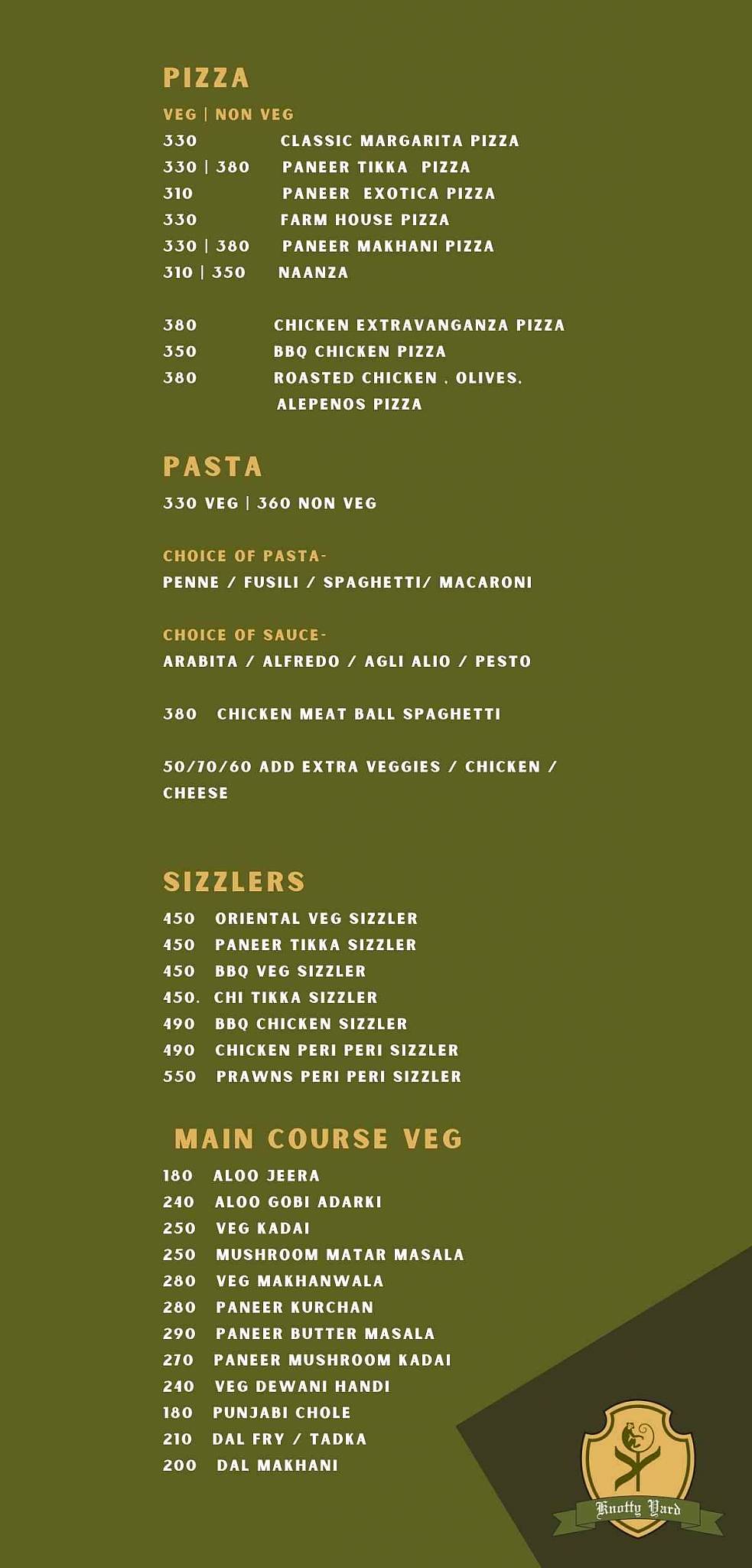 Knotty Yard Dining - Cafe & Lounge Bar menu