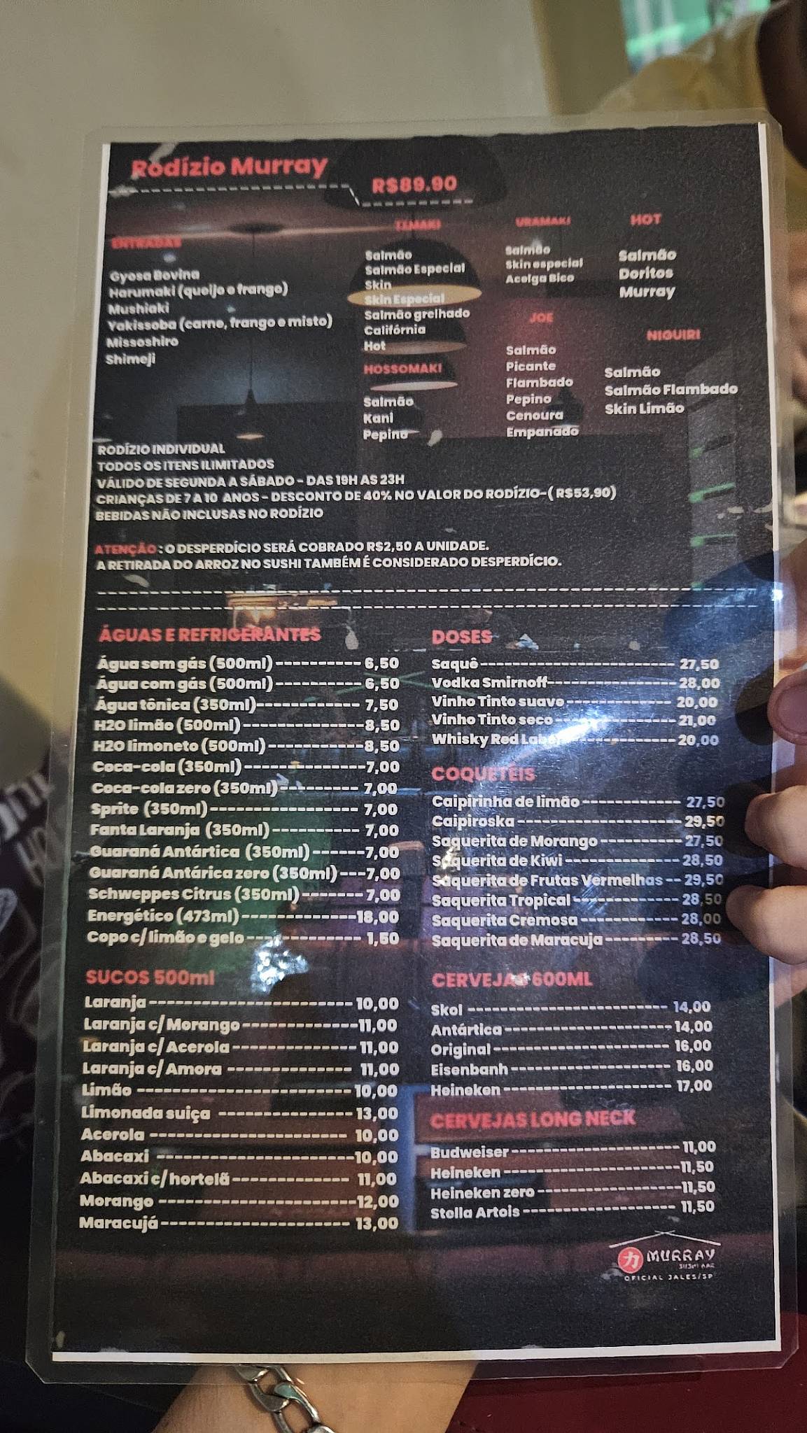 Murray Sushi Bar cardápio