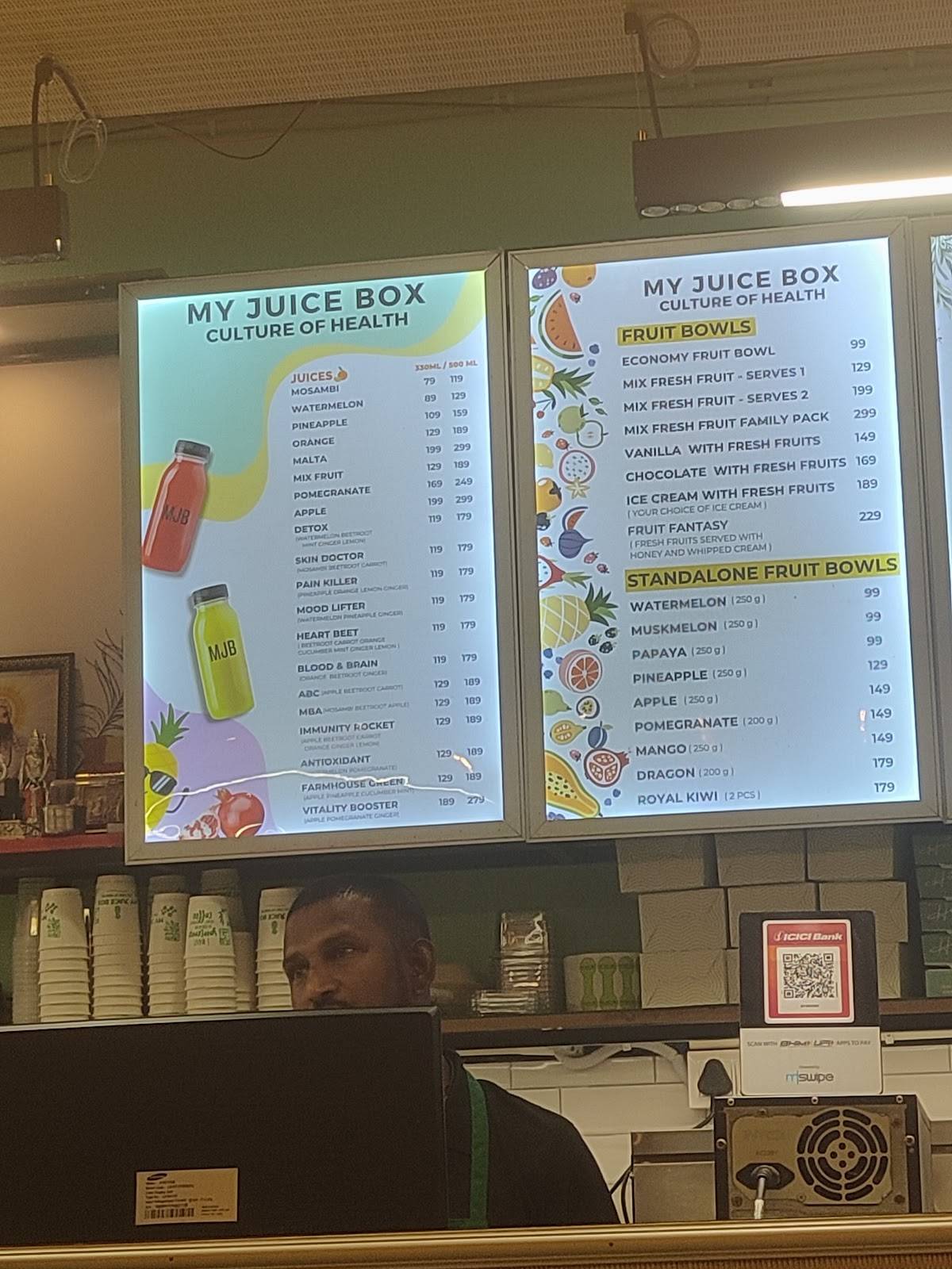 My Juice Box menu