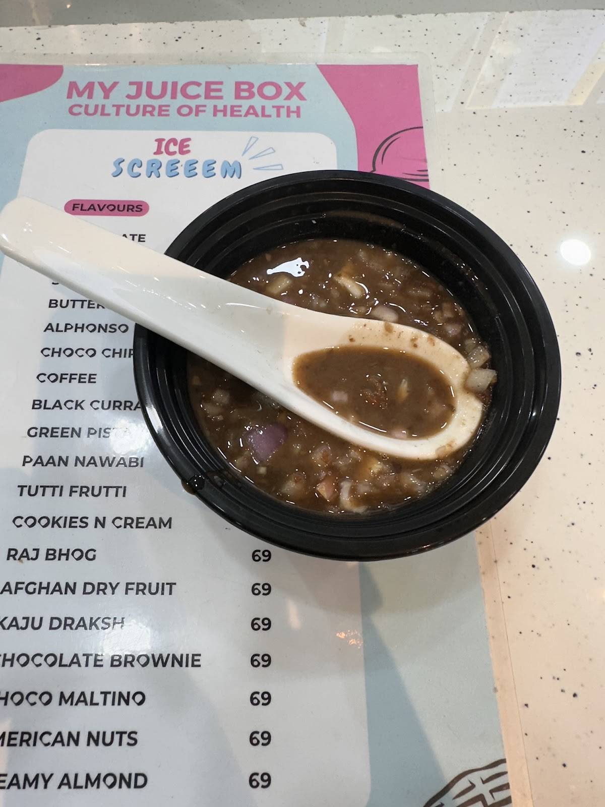 My Juice Box menu