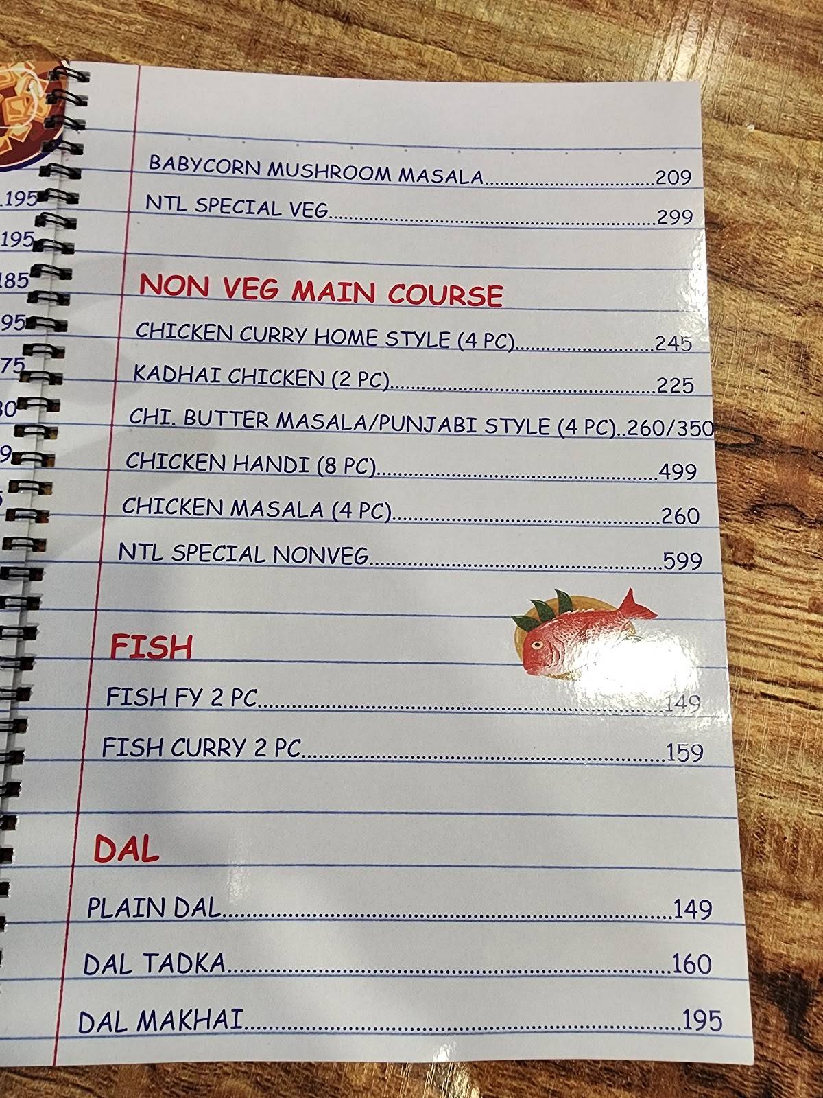 NTL BAKERY AND ICE CREAM menu