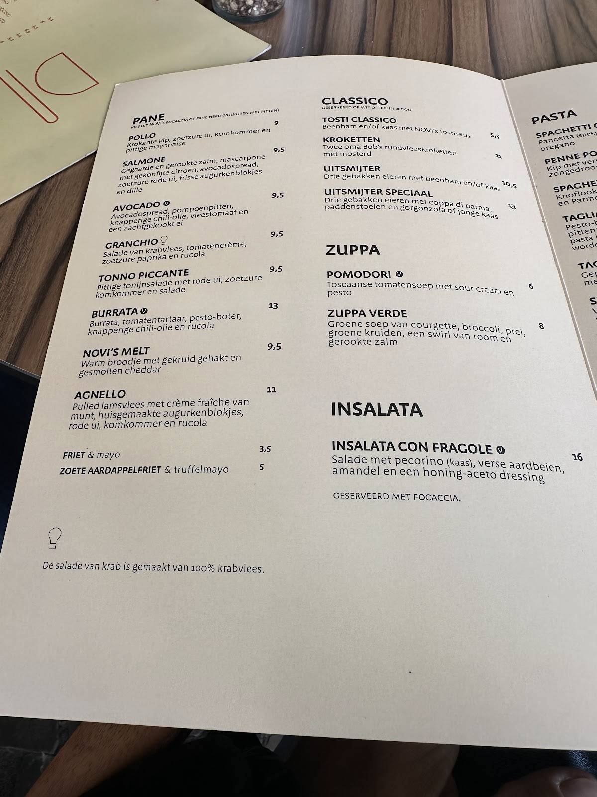 Menu de NOVI Enschede Italiaans restaurant
