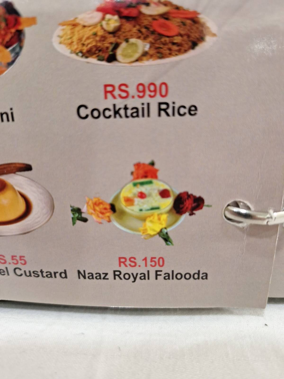 Naaz Restaurant menu
