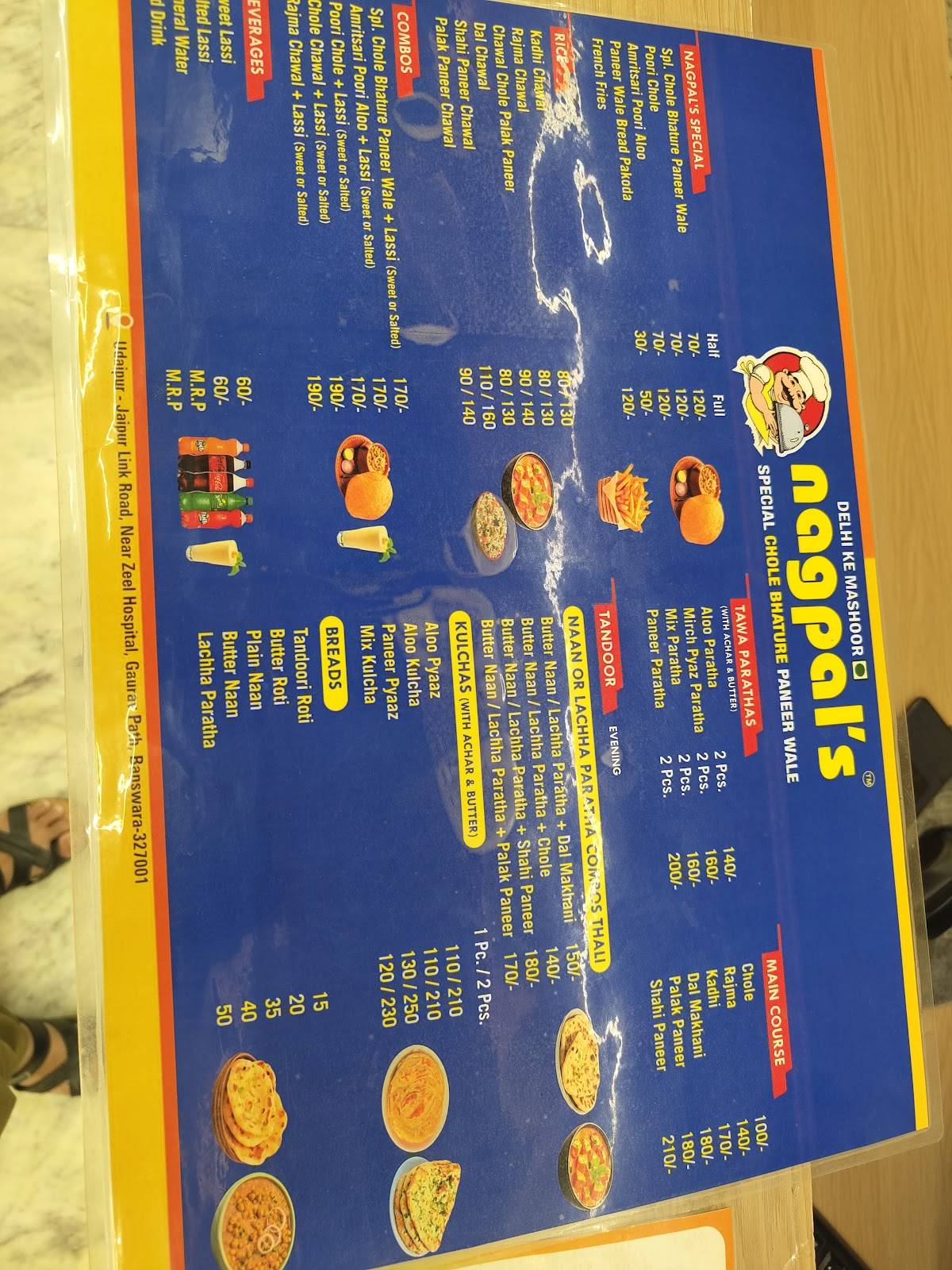 Nagpal Chole bhature menu