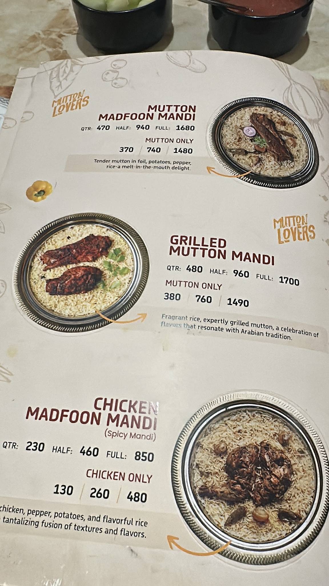 Nahdi Mandi Restaurant menu