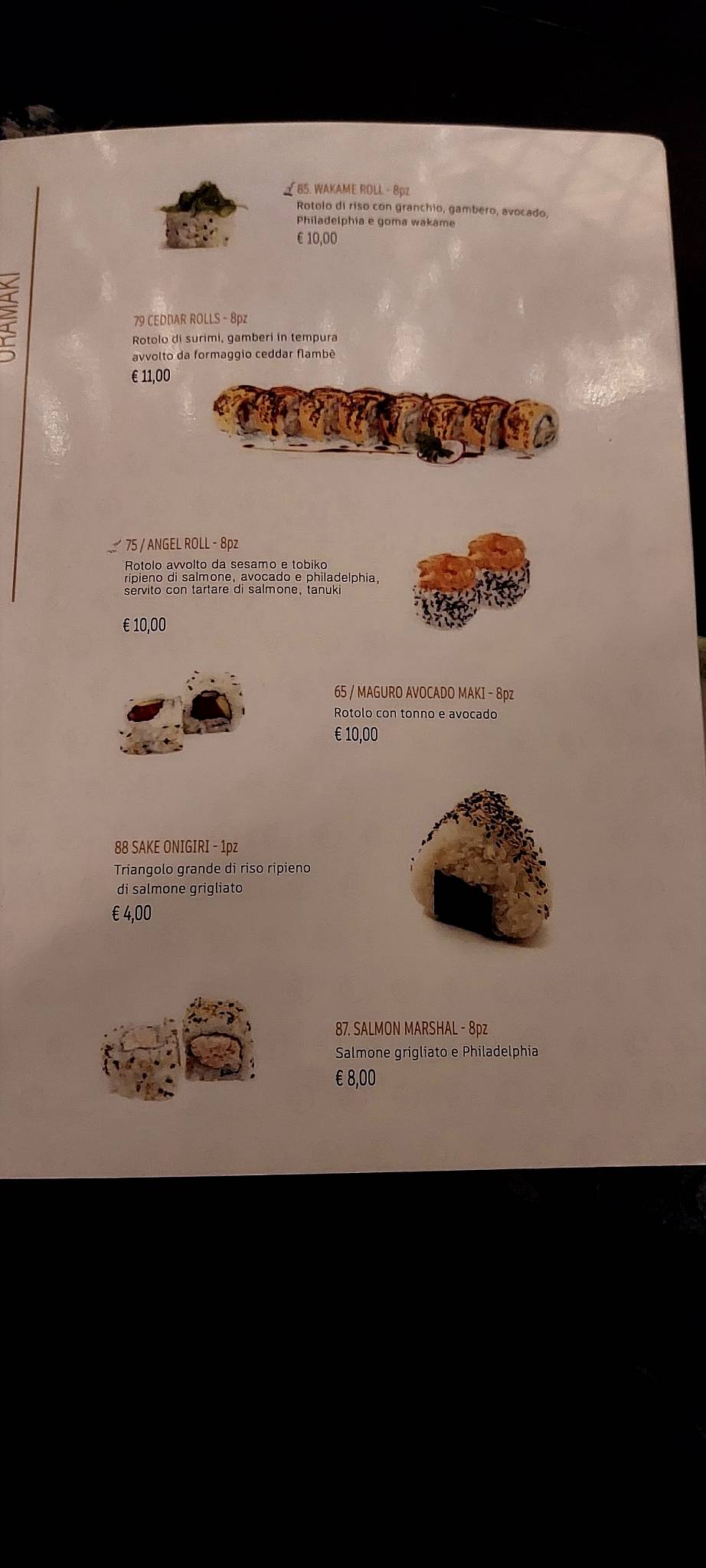 Menu di Marshal Sushi 