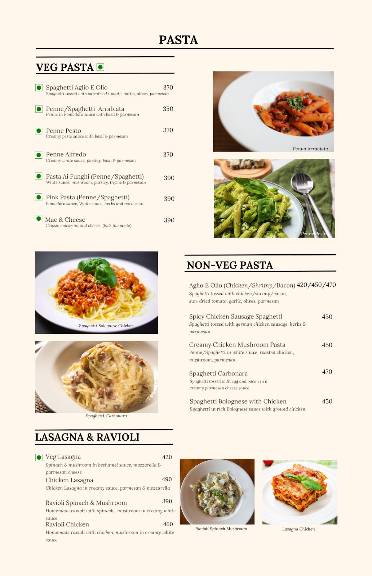 Napoli menu
