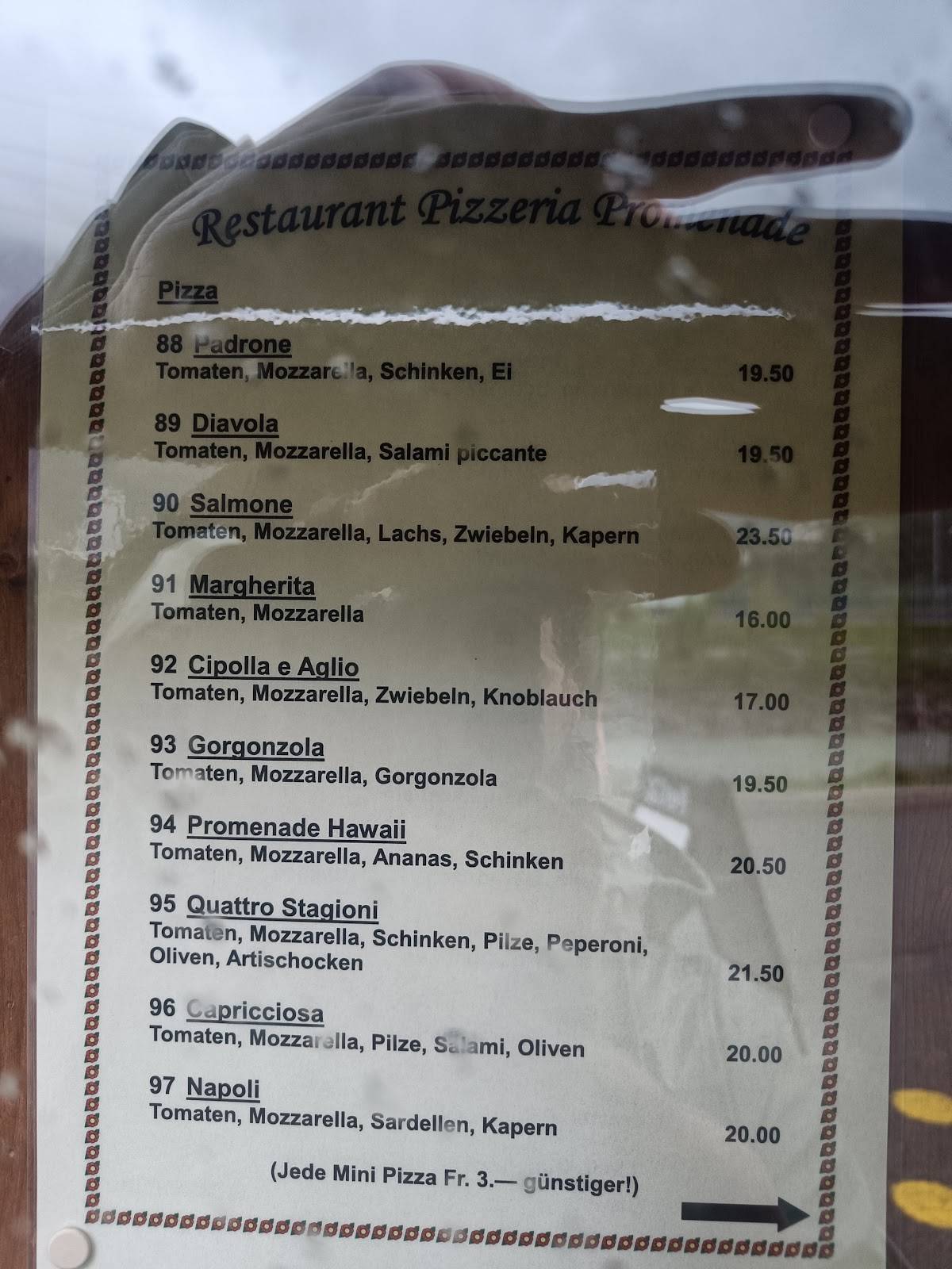 Menu de Café Promenade