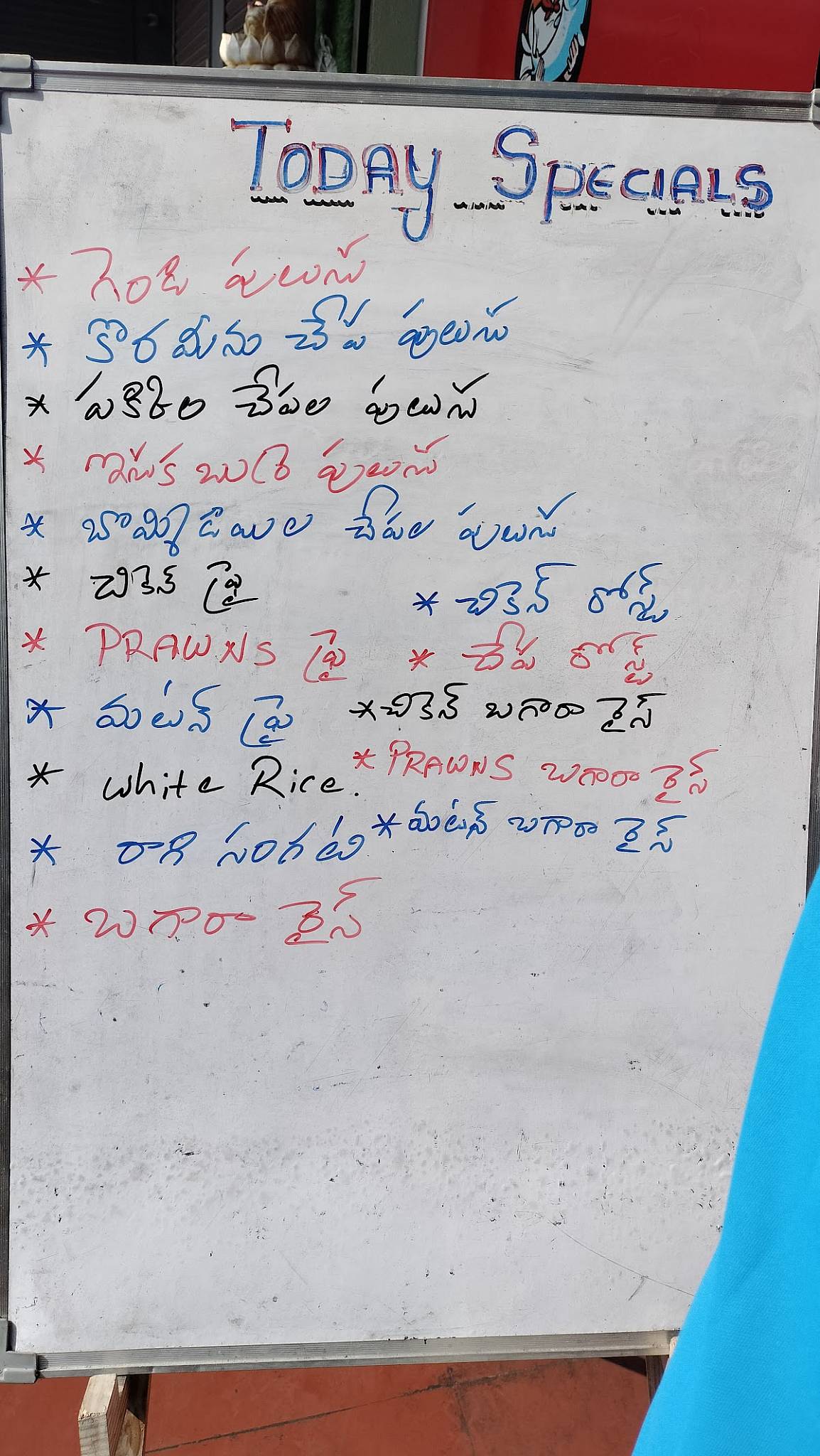 Nellore Peddareddy Chepala Pulusu menu