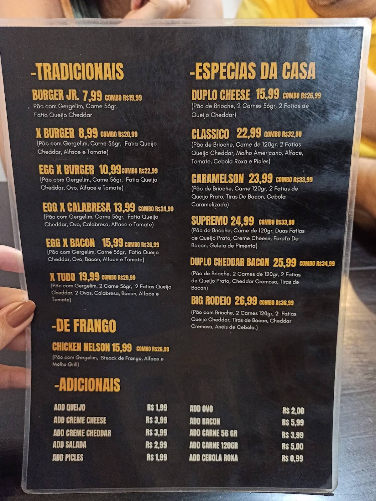 Nelson's Burger cardápio