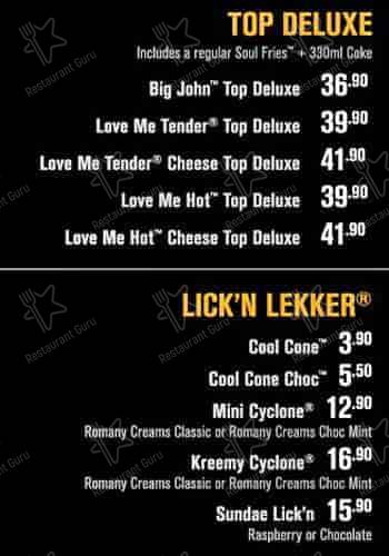 Menu de Chicken Licken