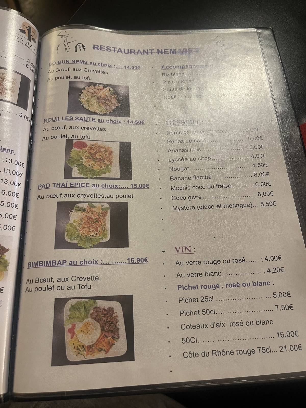 Menu de Nem Viet
