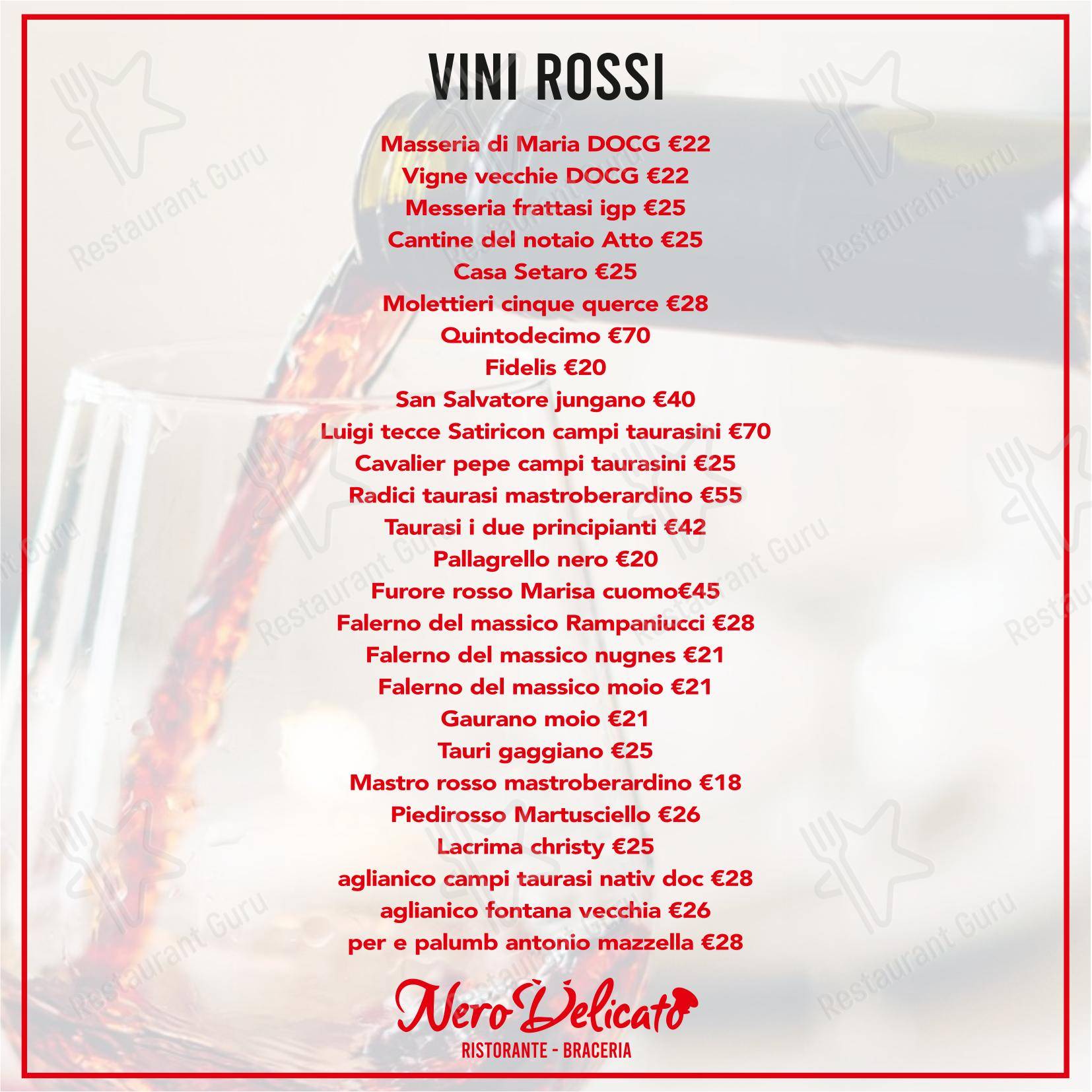 Menu di OSTERIA BRACERIA NERO DELICATO 