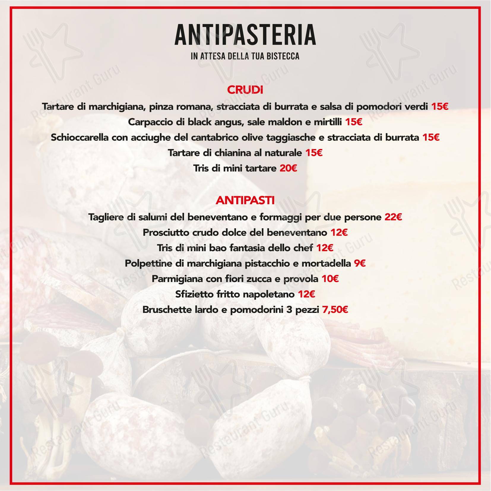 Menu di OSTERIA BRACERIA NERO DELICATO 