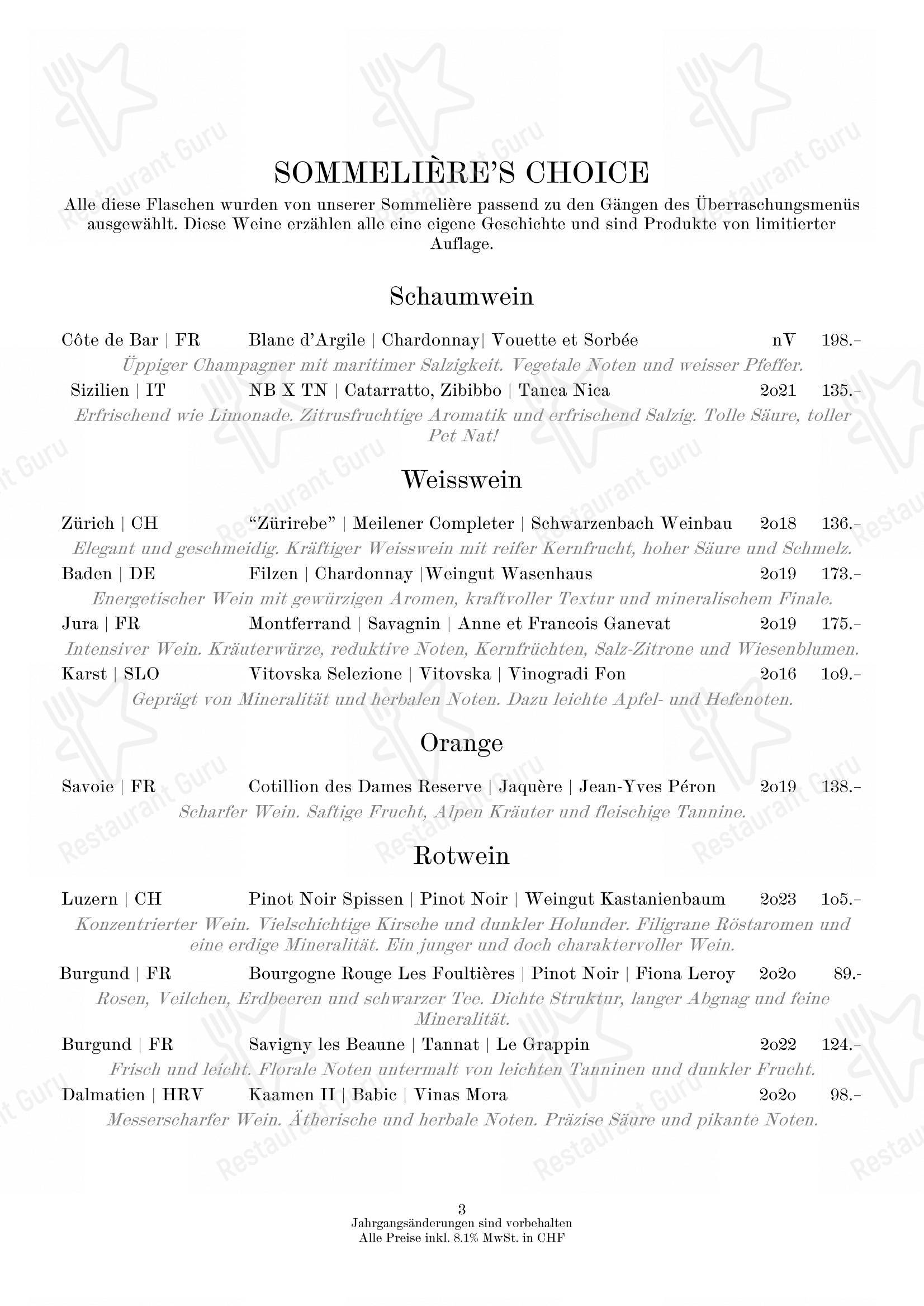 Neue Taverne in Zurigo - Ночное меню