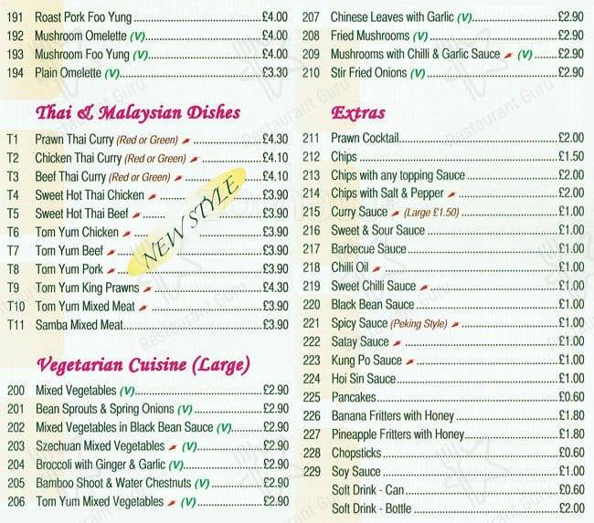 New Beijing Takeaway menu