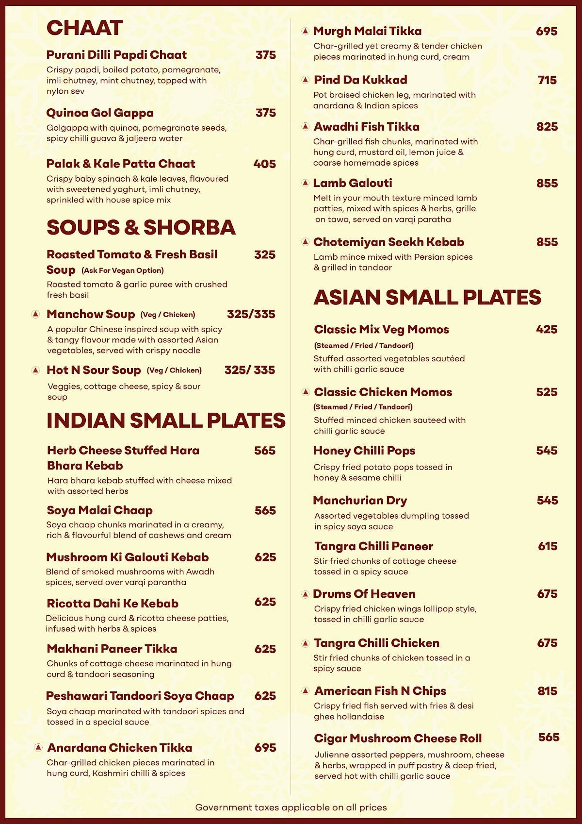 Anardana - East Delhi menu