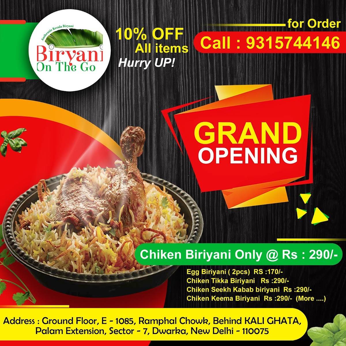 Biryani On The Go menu