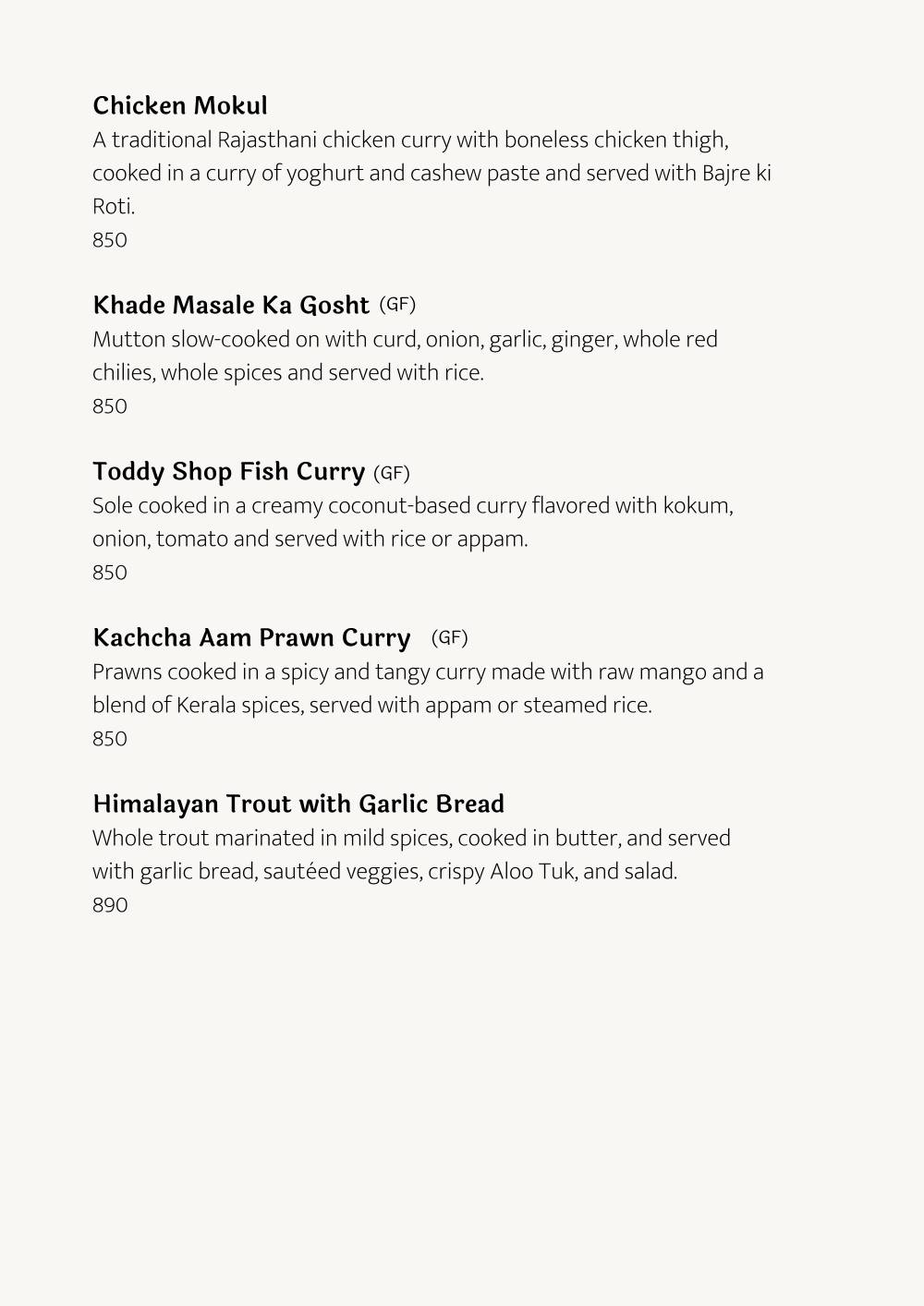 Cafe Lota menu