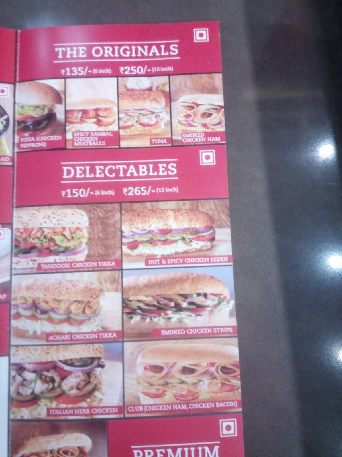 MR. SUB menu