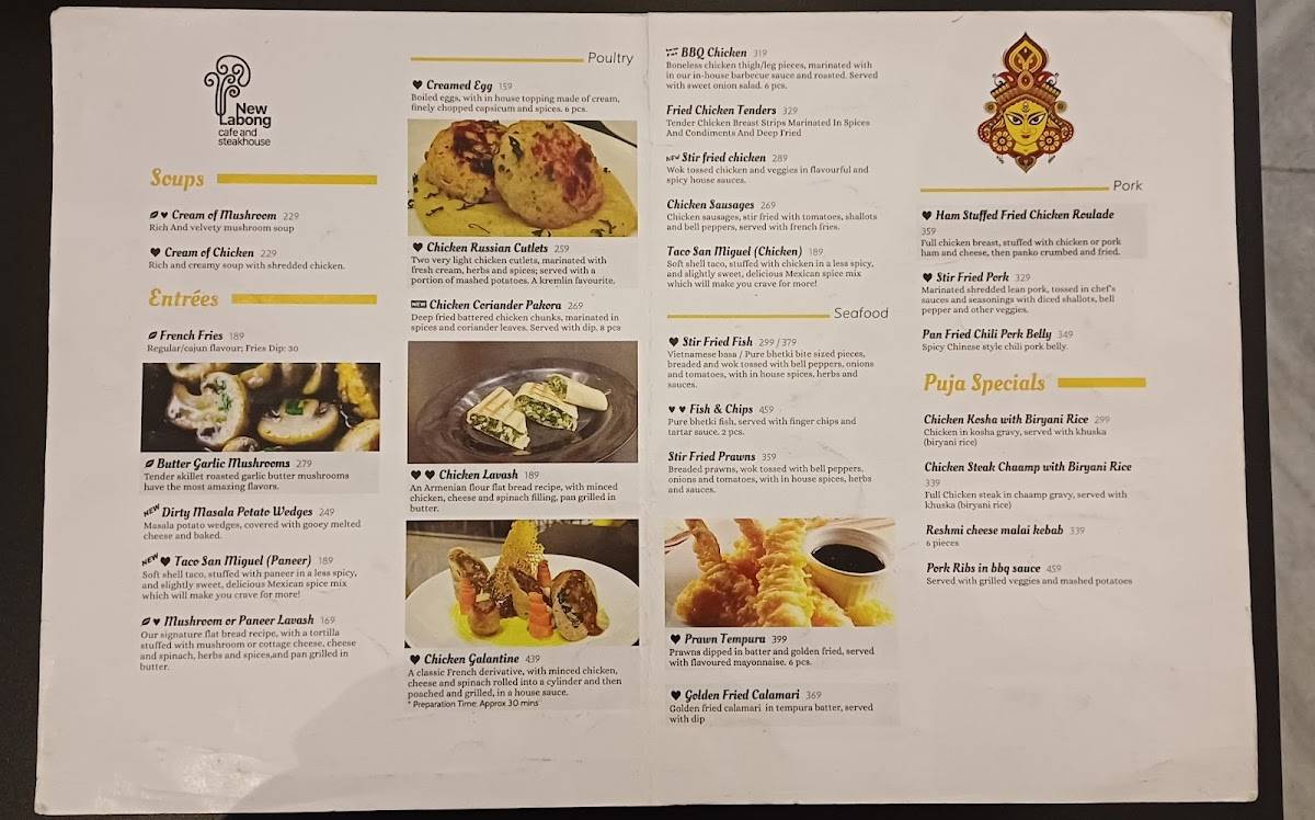 New Labong Cafe and Steakhouse menu