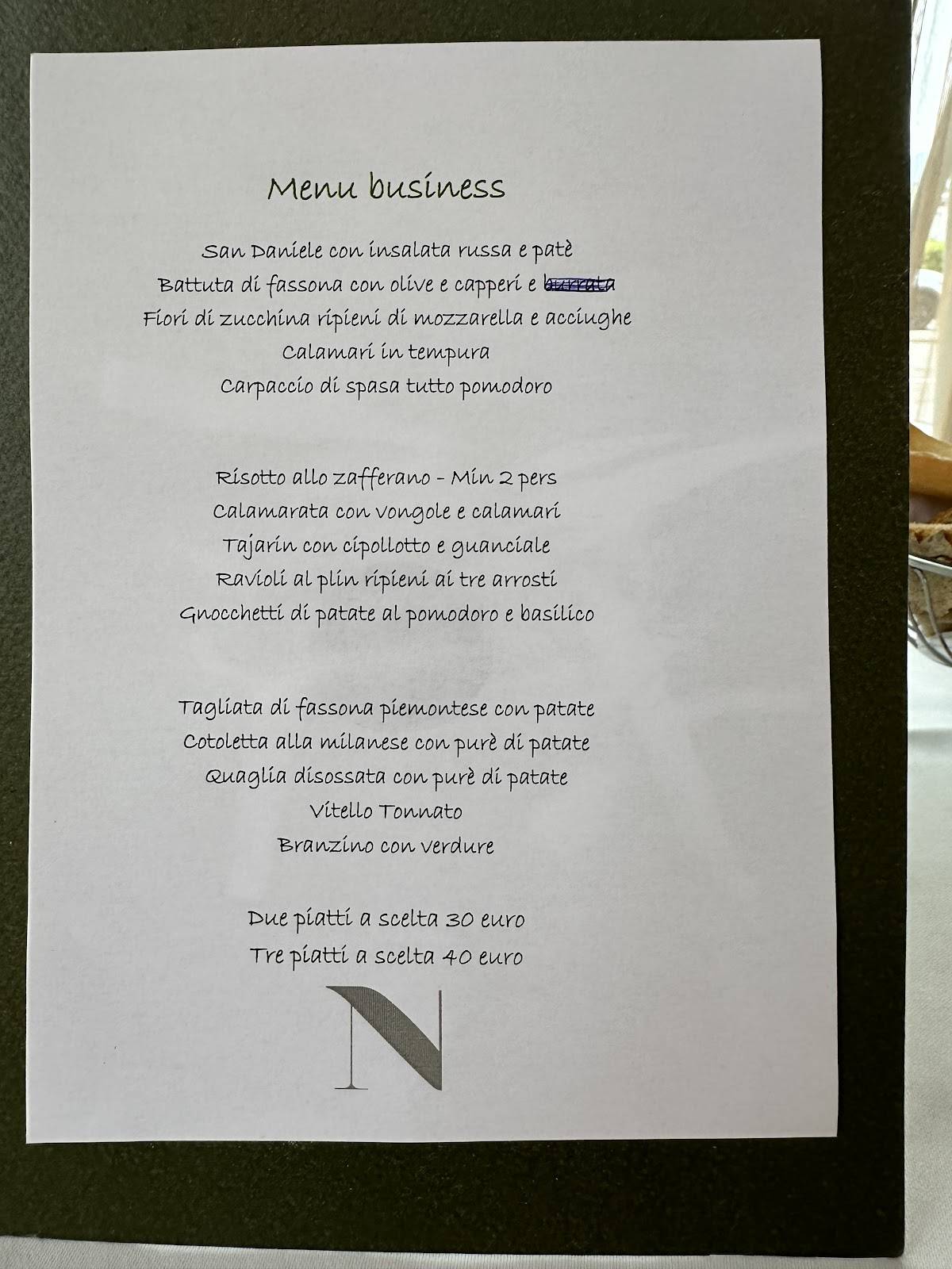 Menu di Nicolin Ristorante e Albergo 