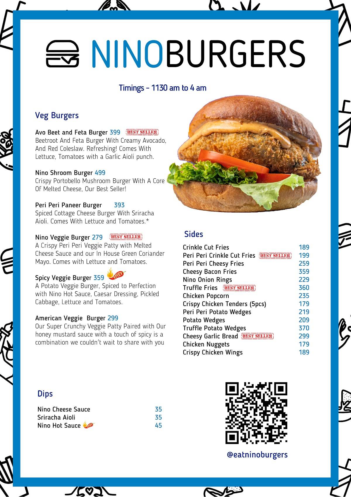 Nino Burgers menu