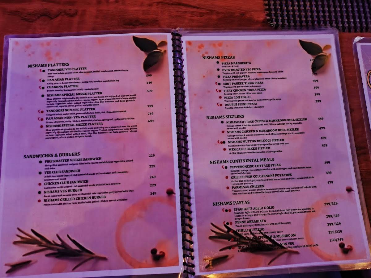 Nishams menu