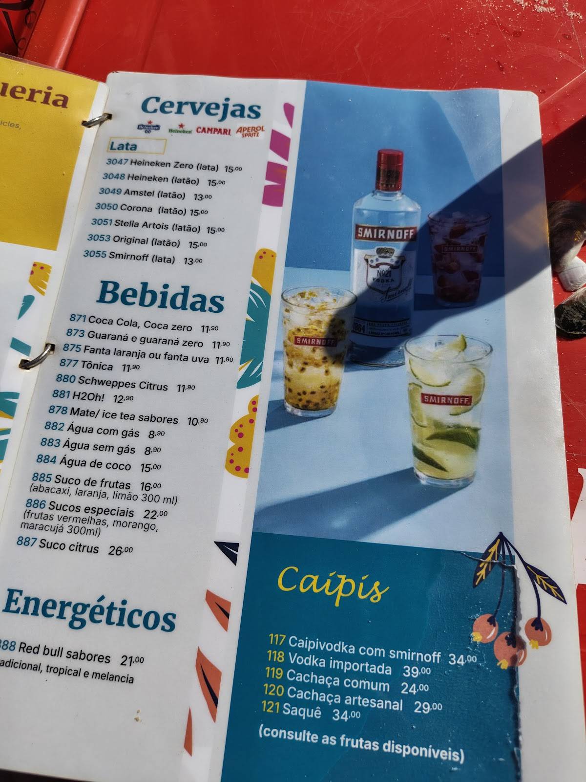 Camarote Itaipu Restaurante e Pousada em Itaipu cardápio