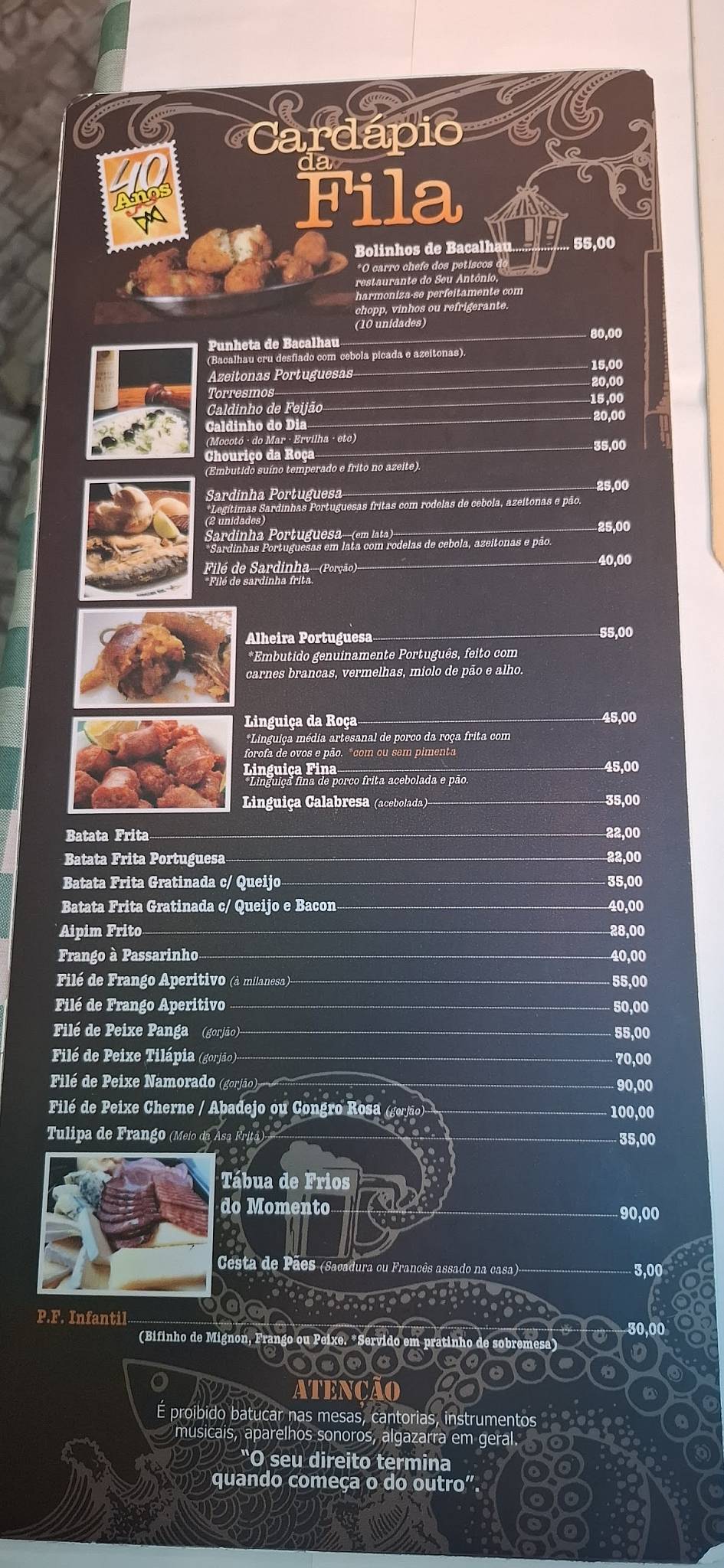 Restaurante Seu Antônio cardápio