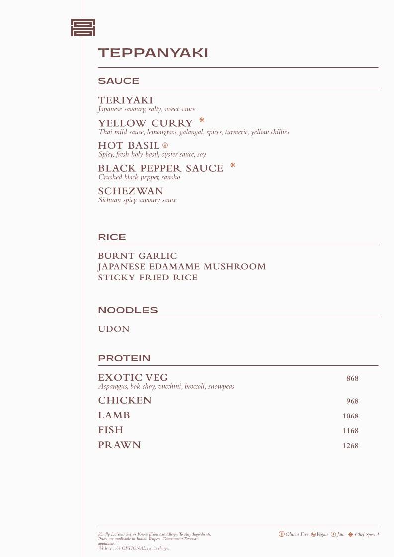 Noho Progressive Asian House menu