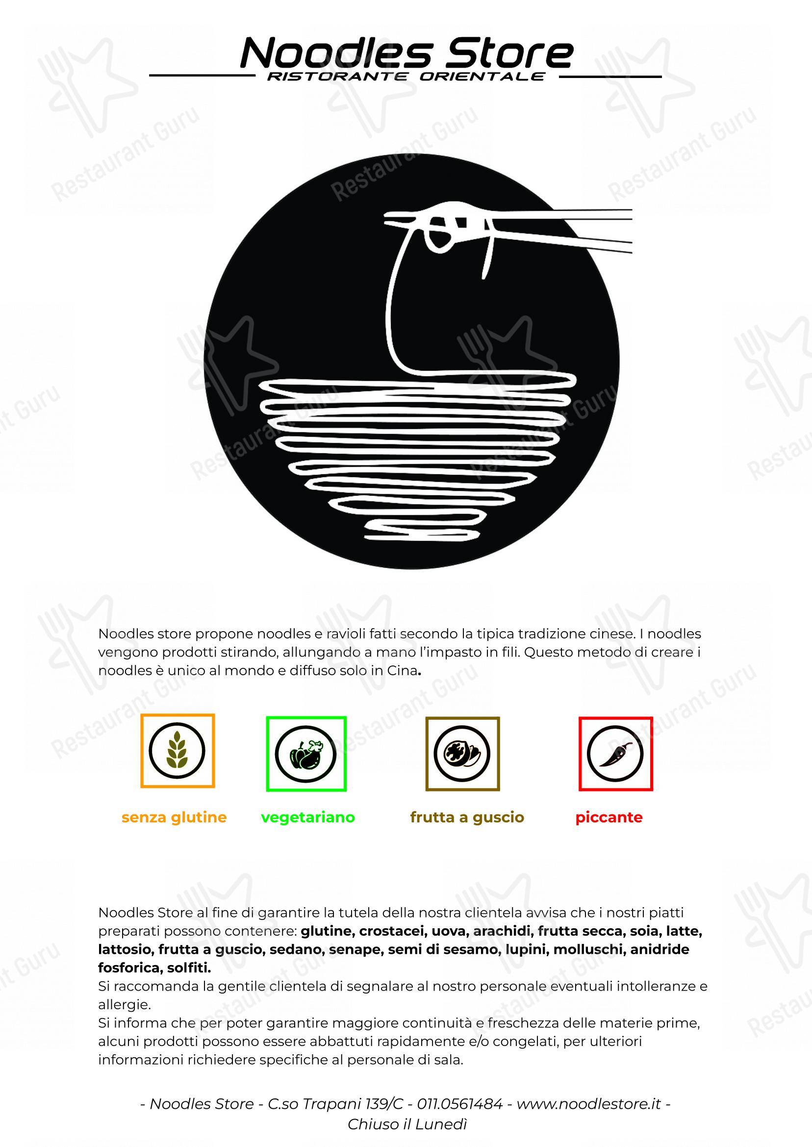 Noodles store in Torino - Menu bar