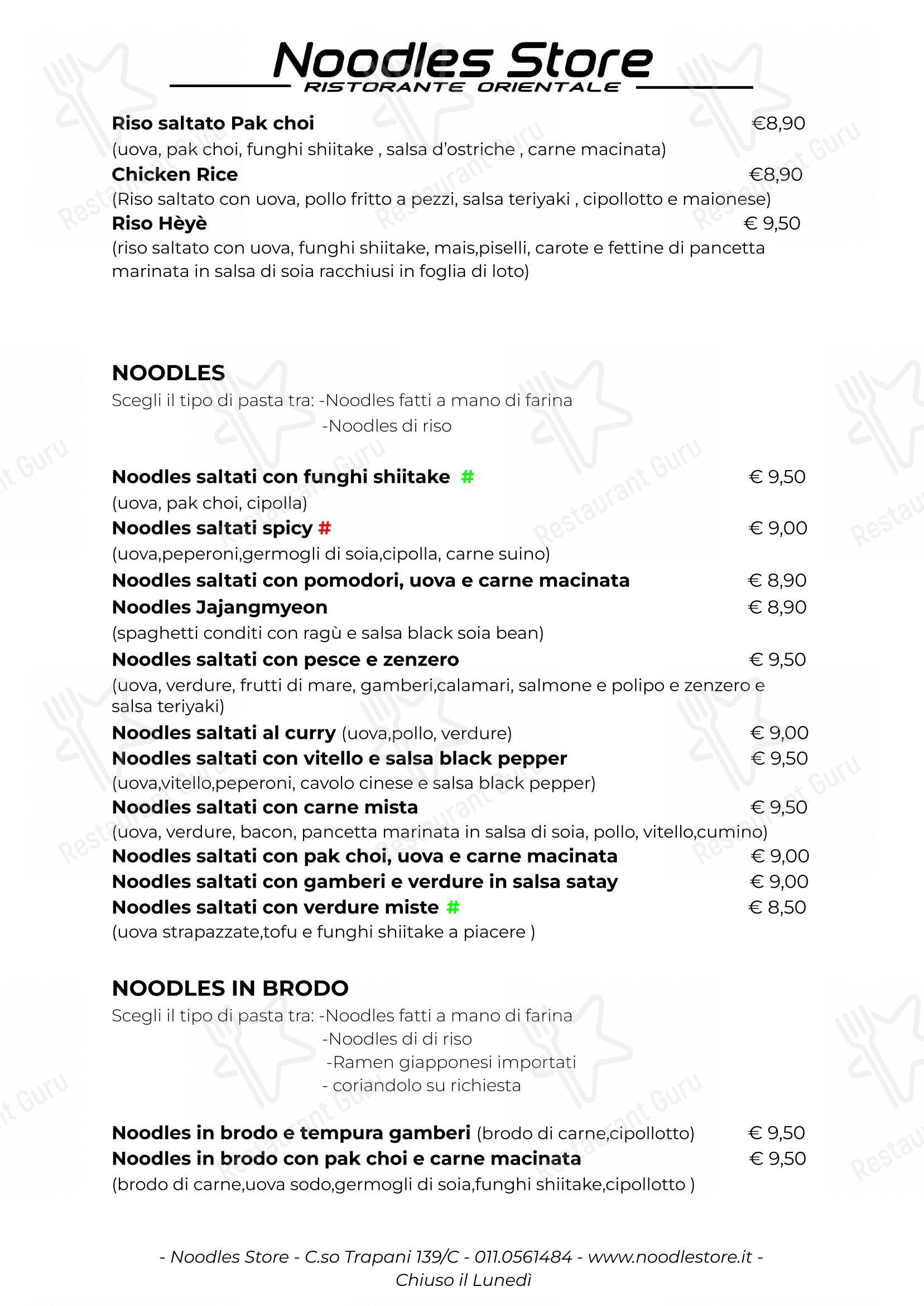 Menu di Noodles store - Menu