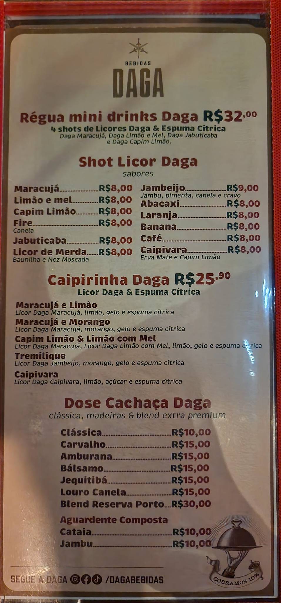 O Cachaceiro Curitiba cardápio