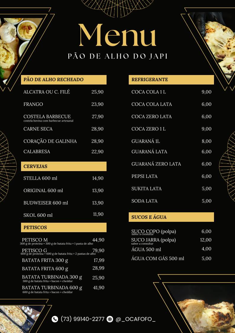 Pão de alho do Japi (antigo O Cafofo) cardápio