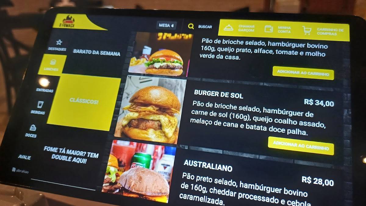 O Fumaça Hamburgueria cardápio