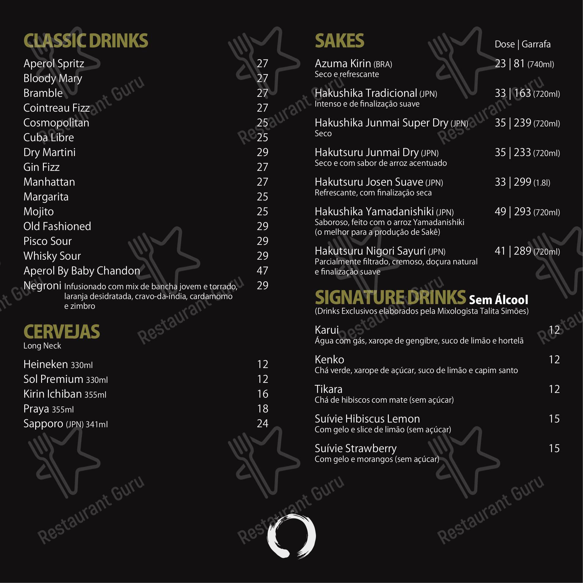 OGURU Sushi & Bar - Itaim menu