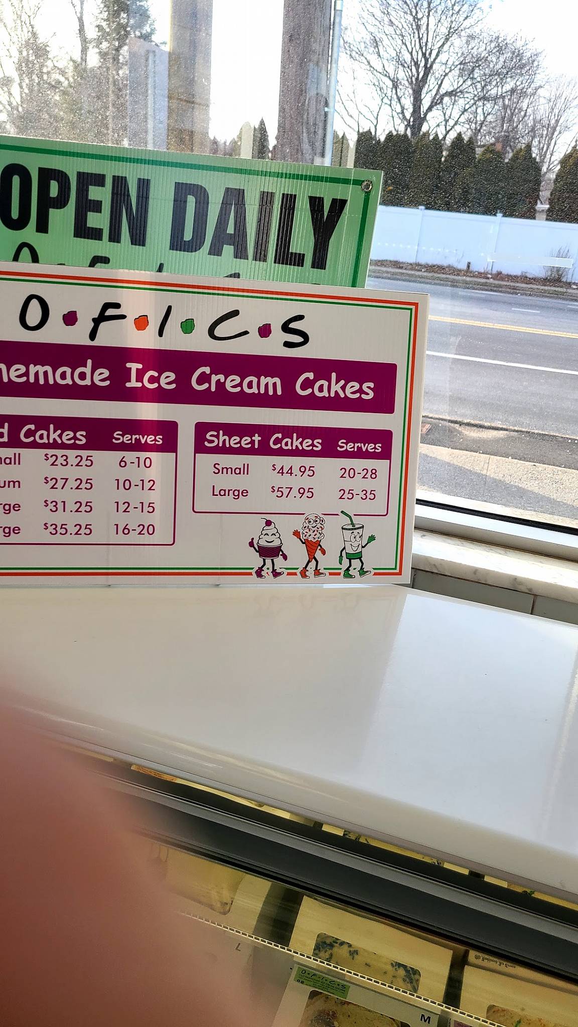 Menu at Old Fashioned Ice Cream, West Babylon