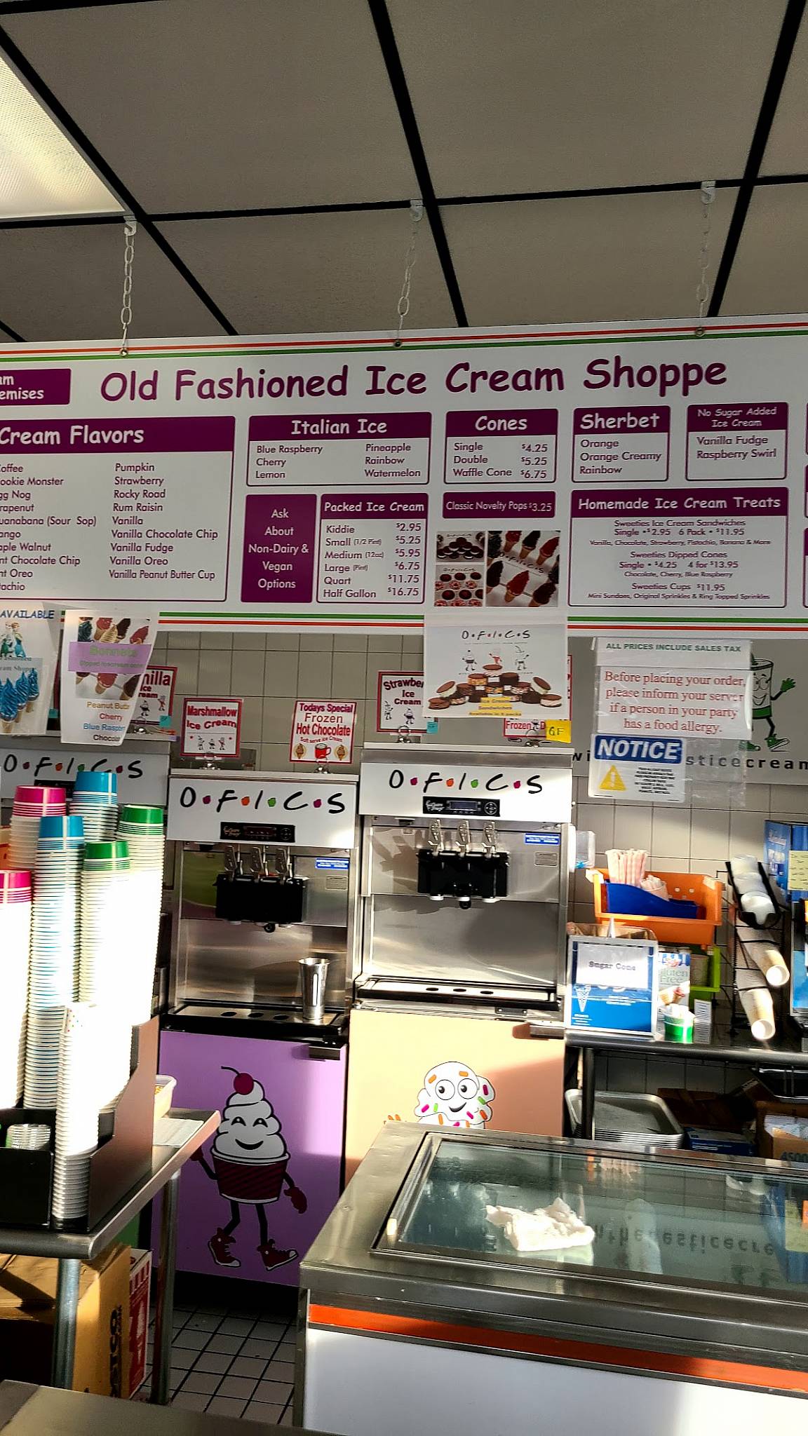 Menu at Old Fashioned Ice Cream, West Babylon