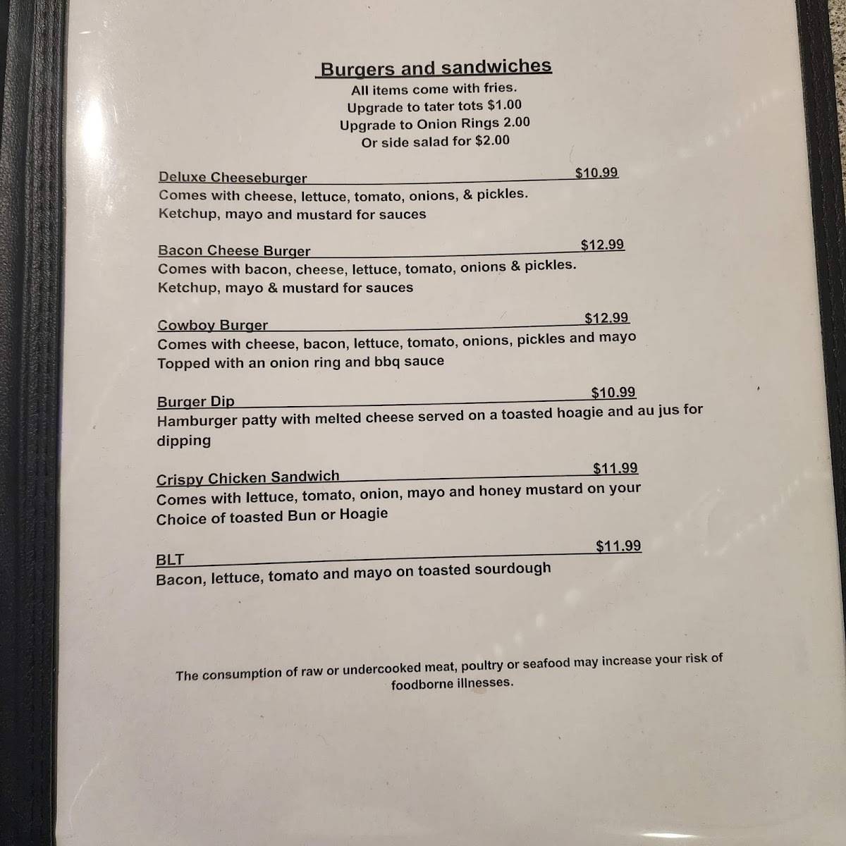 Menu at Old Timers Bar & Griddle, Massillon