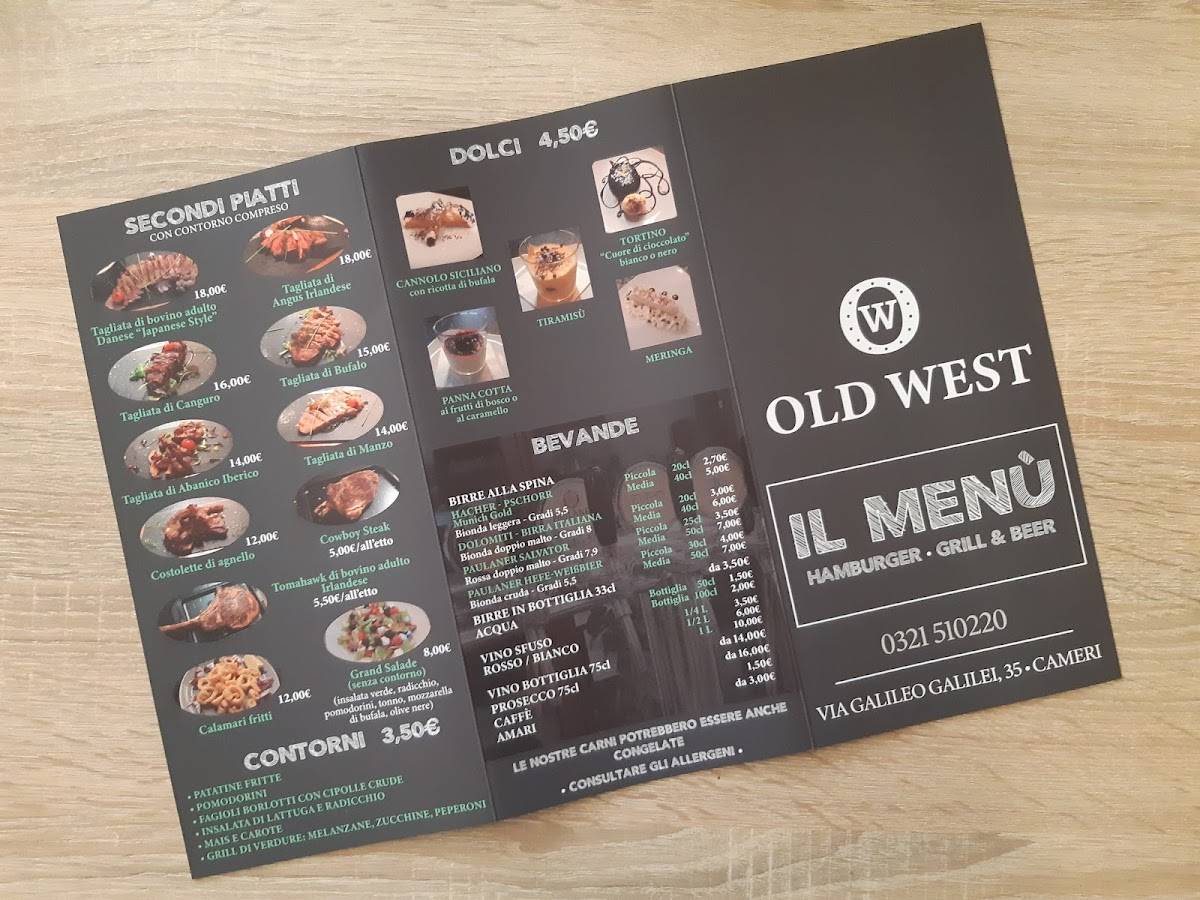Menu di Old West Cameri 