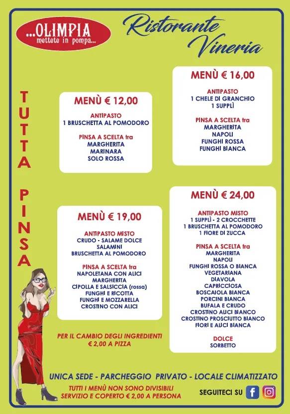 Menu di Olimpia mettete in pompa Ristorante-Vinoteca 