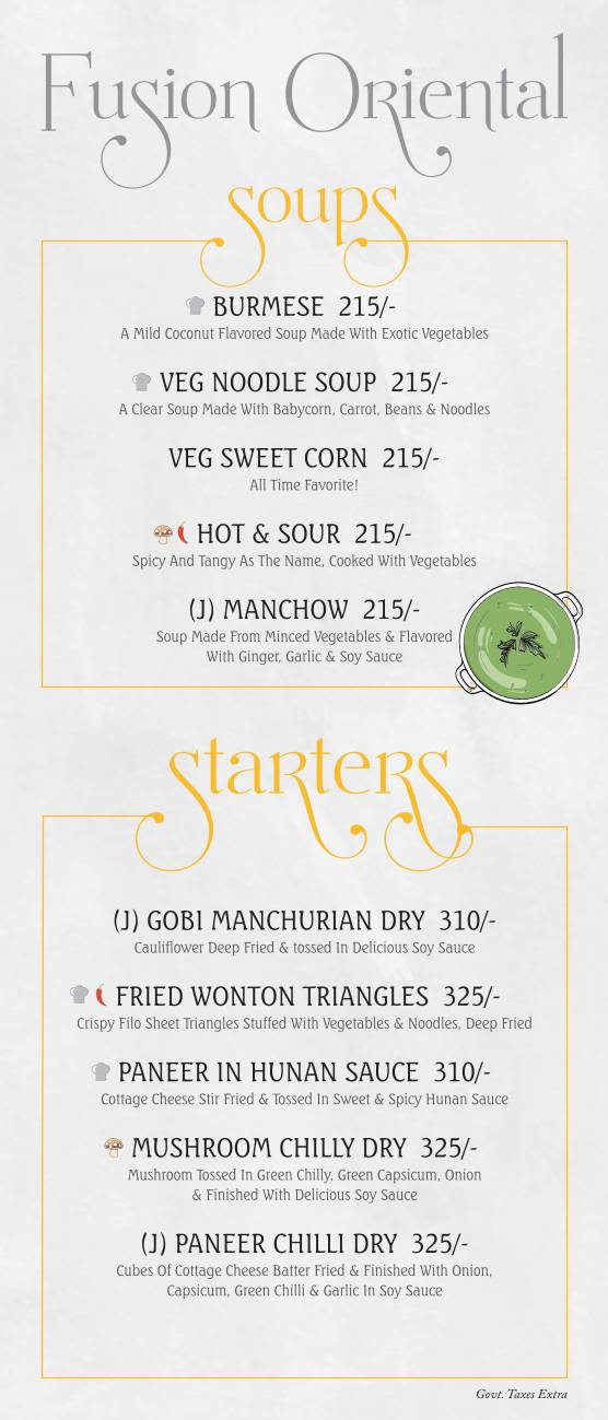 Oliva Veg Restaurant menu