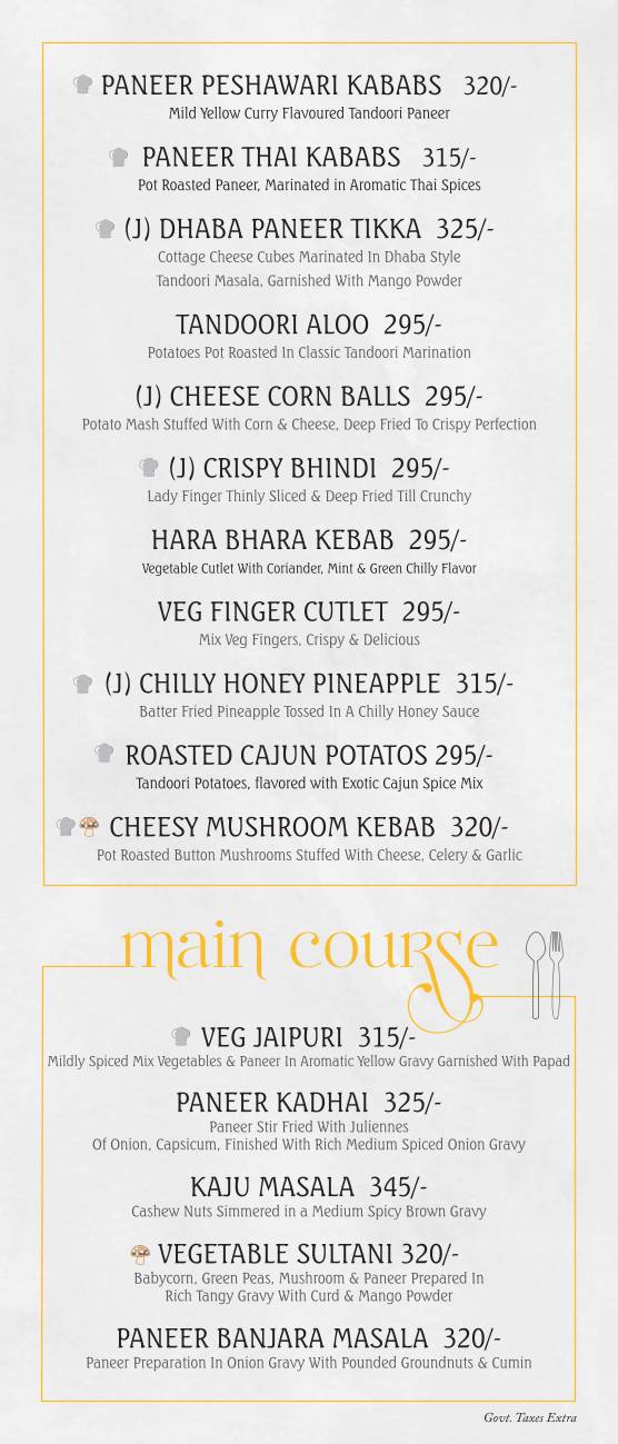 Oliva Veg Restaurant menu