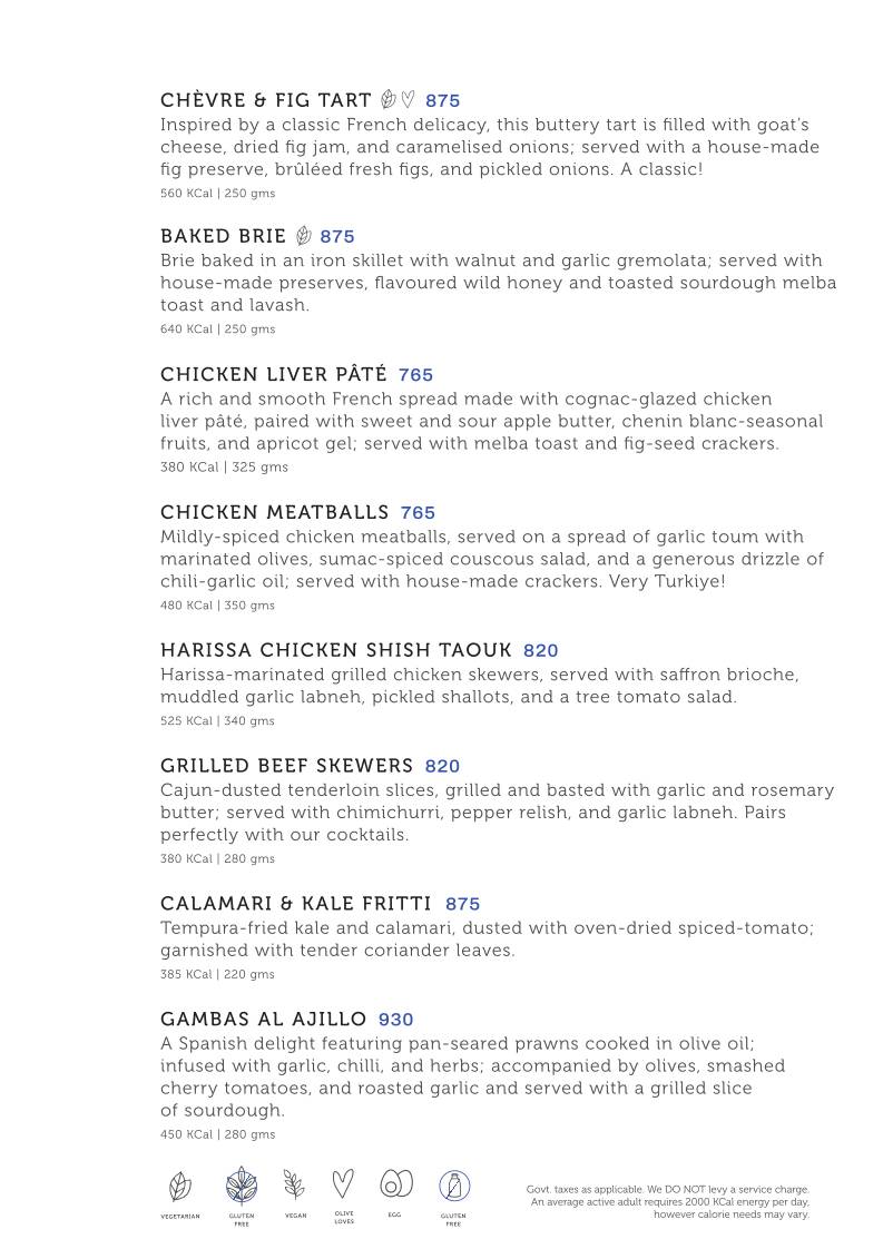 Olive Beach menu