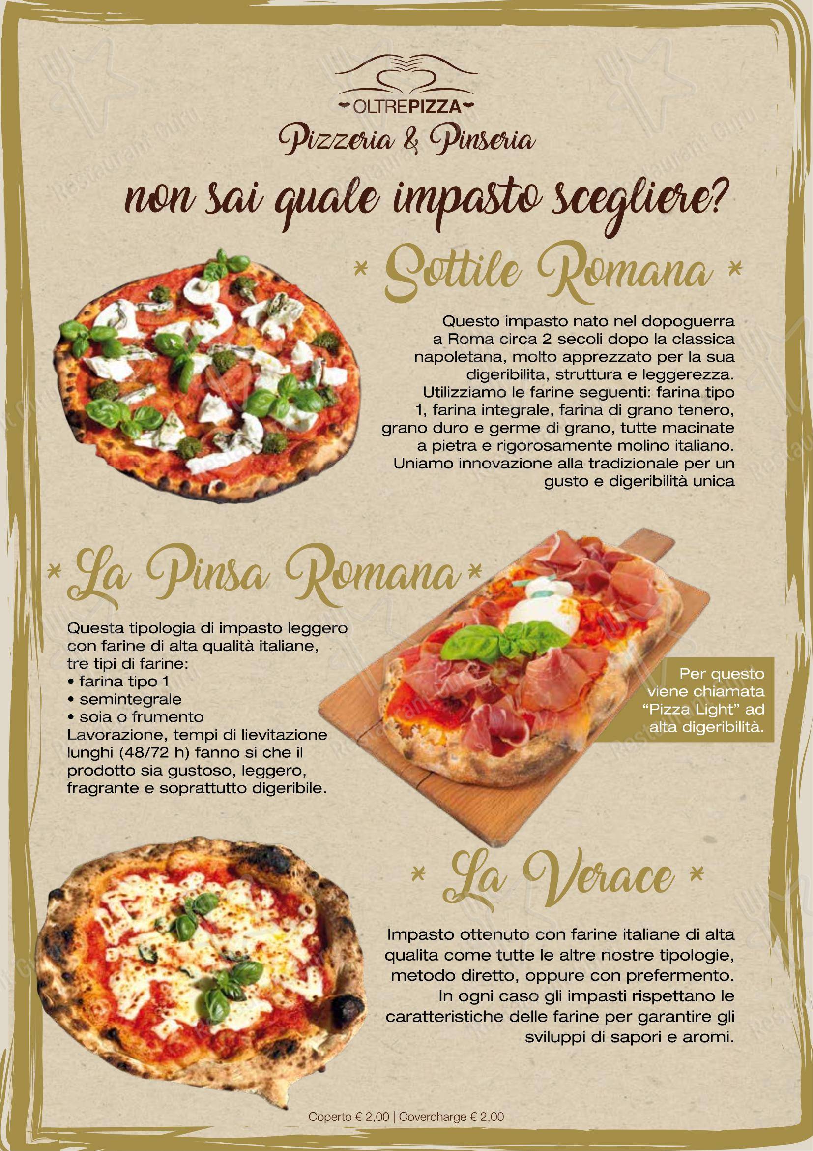 Menu per Oltrepizza pizzeria