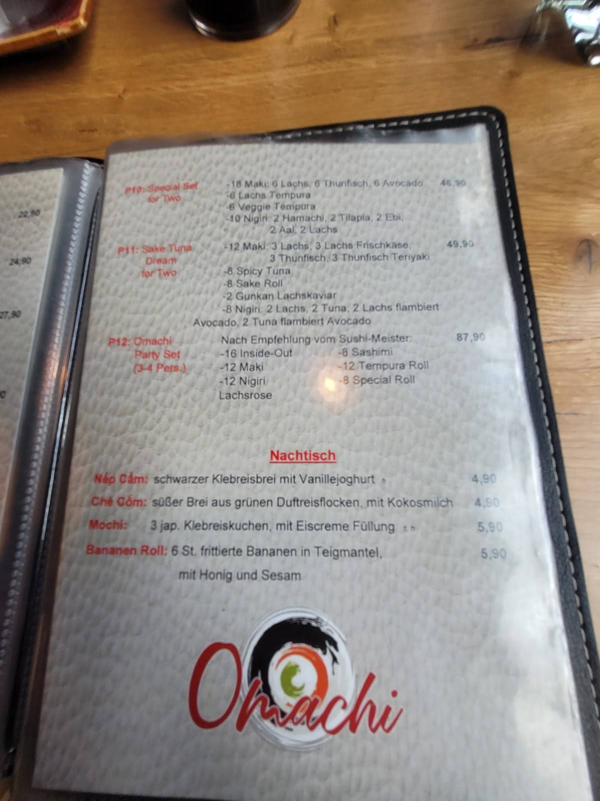 Menu de Omachi Sushi-Viet-Fusion