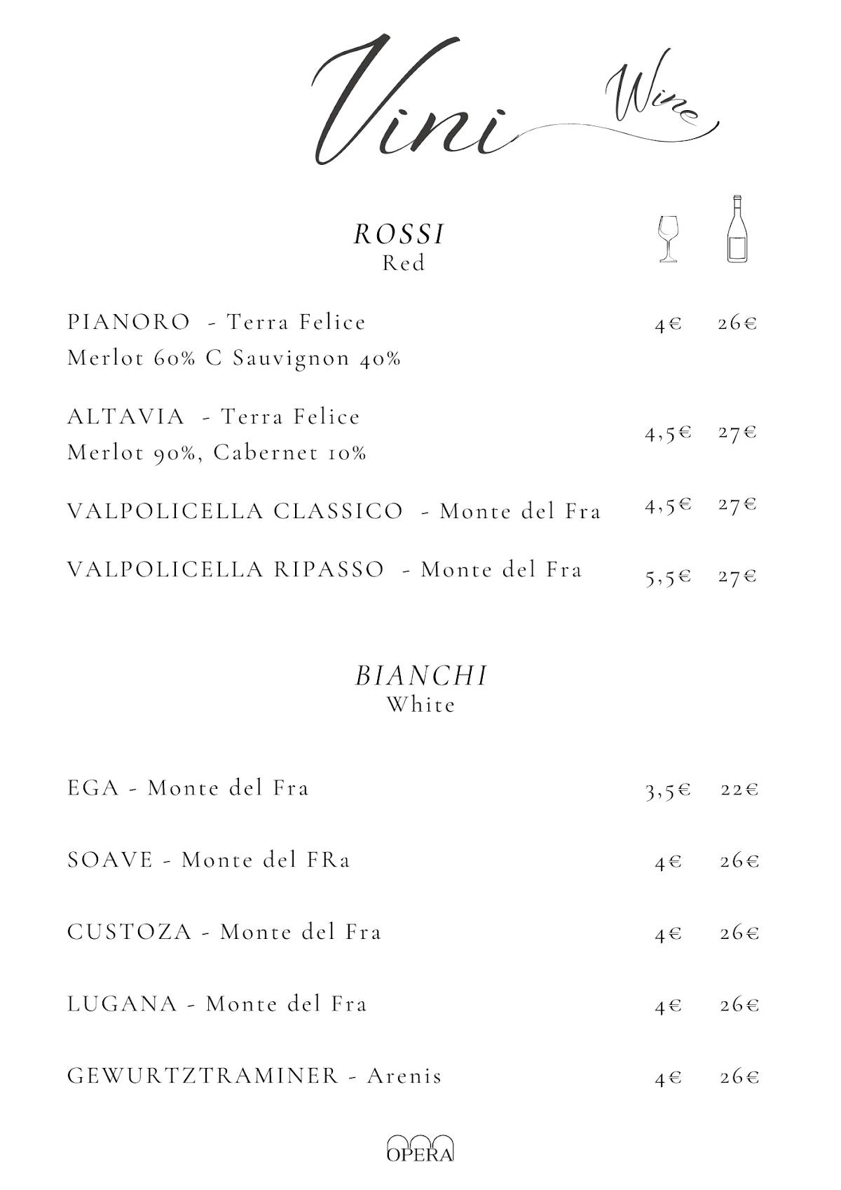 Menu di Opera Cafè by Albachiara 
